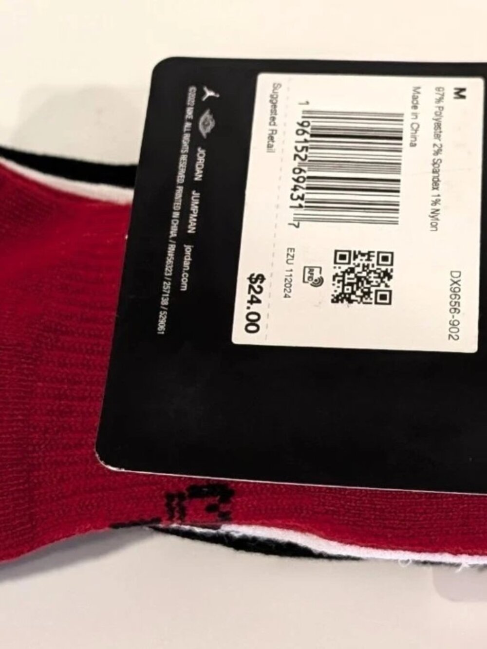 NWT Nike Jordan Everyday Dri-Fit No Show Socks 3 Pack Black Red White Medium M